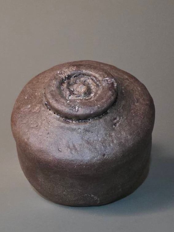 4. Russet-Black Small Wabicha Bowl (Low-Fired)