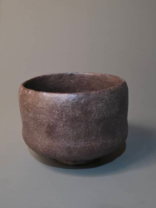 4. Russet-Black Small Wabicha Bowl (Low-Fired)